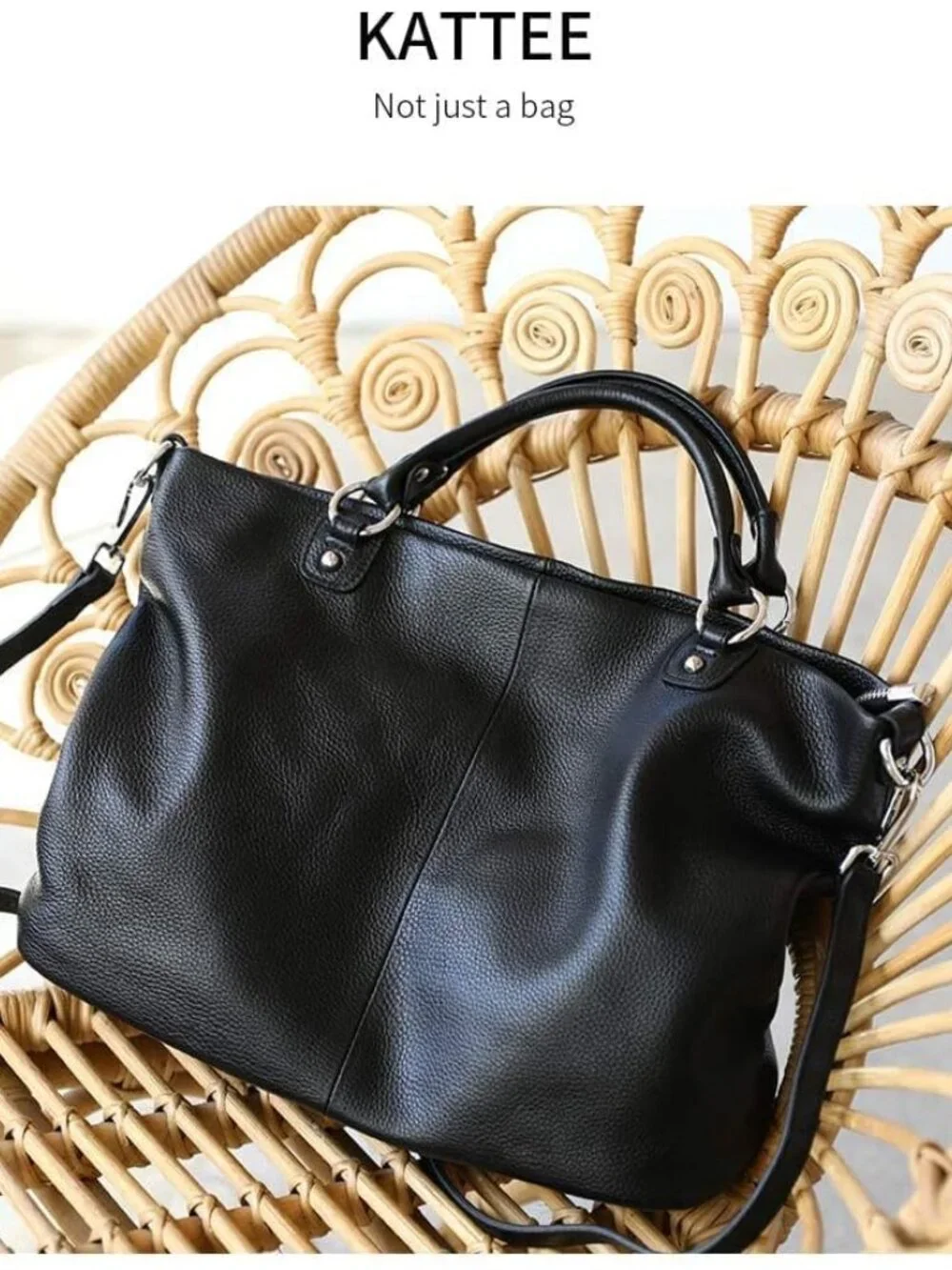 Genuine Leather Tote Purse for Women, Top Handle Satchel | Soft genuine leather - Picture 3 of 7